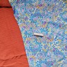 Chèche femme - Fleurs bleues / Terracotta